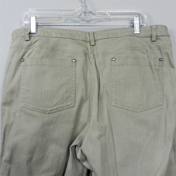 Multiples Khaki Tan Stretch Denim Pants‎ Womens Size 16 Straight Leg Studded - Picture 5 of 10